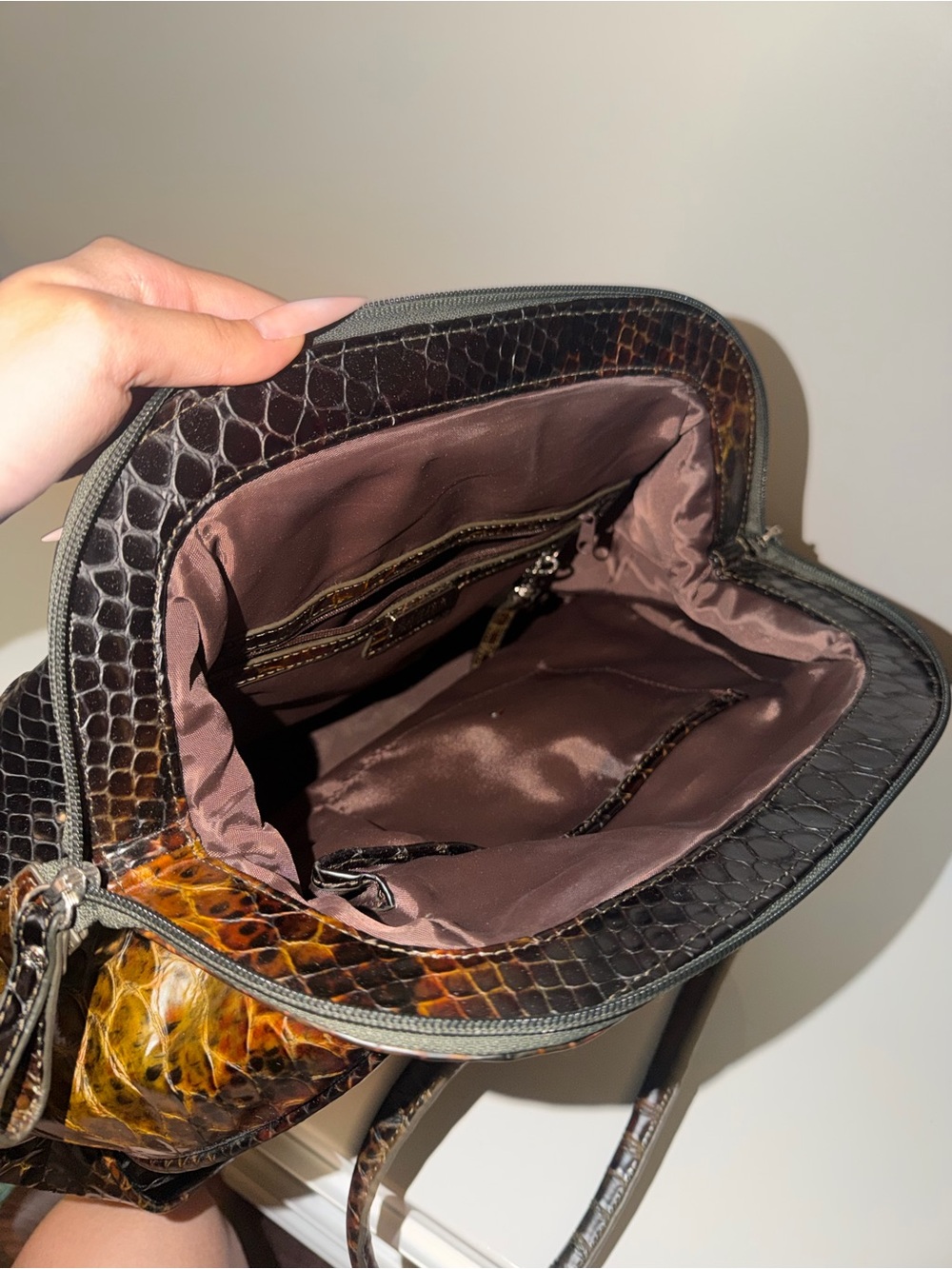 Danier Python-Embossed Leather Satchel Bag - Picture 6 of 17